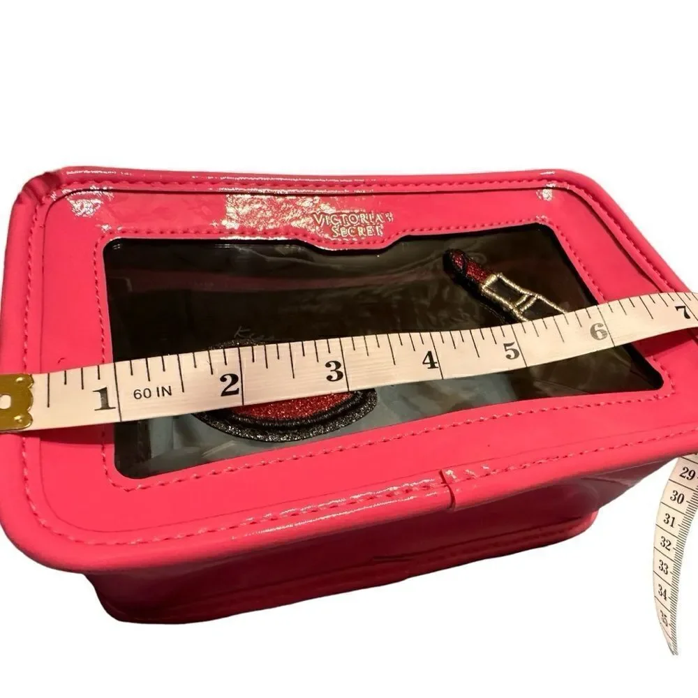 Victoria's Secret Cosmetic Case Clear Pink Patches Beauty Travel Makeup …